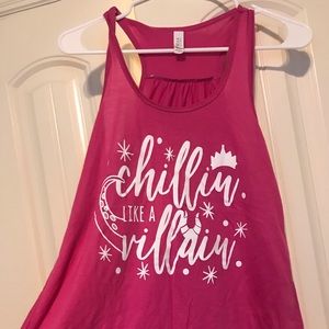 Disney shirt “Chillin like a villain” pink tank LG
